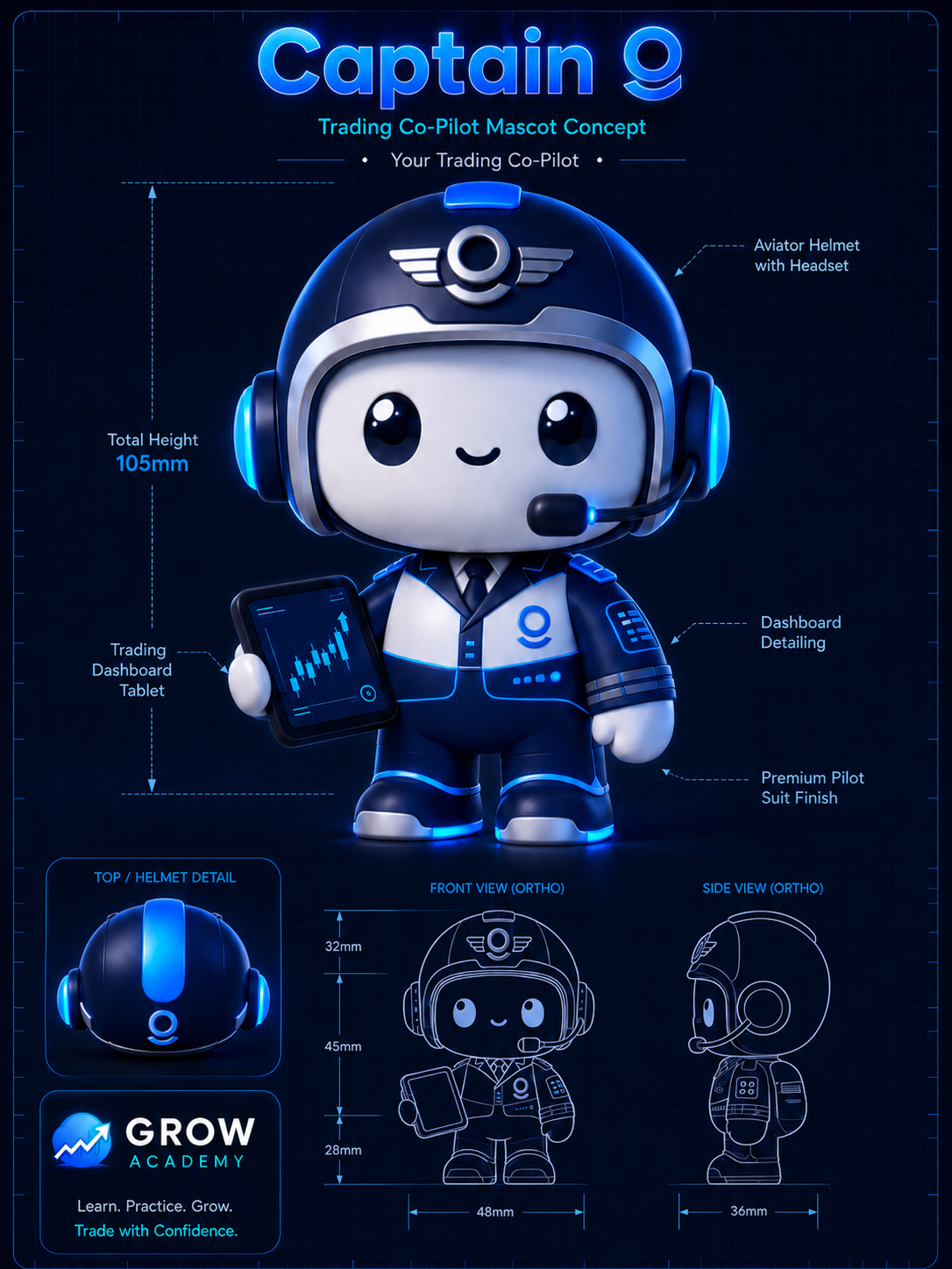 Captain G — Grow Academy Trading Co-Pilot Mascot